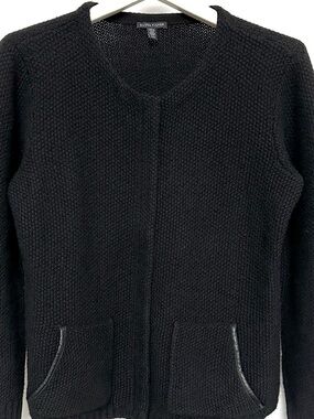 EILEEN FISHER Yak+Merino+Leather Cardi